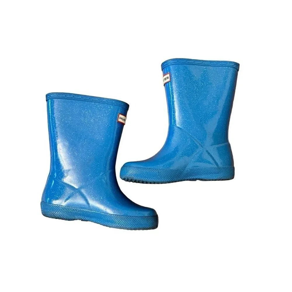 Hunter Original First Classic Starcloud Short Rain Boots Blue Size US 10 Kids